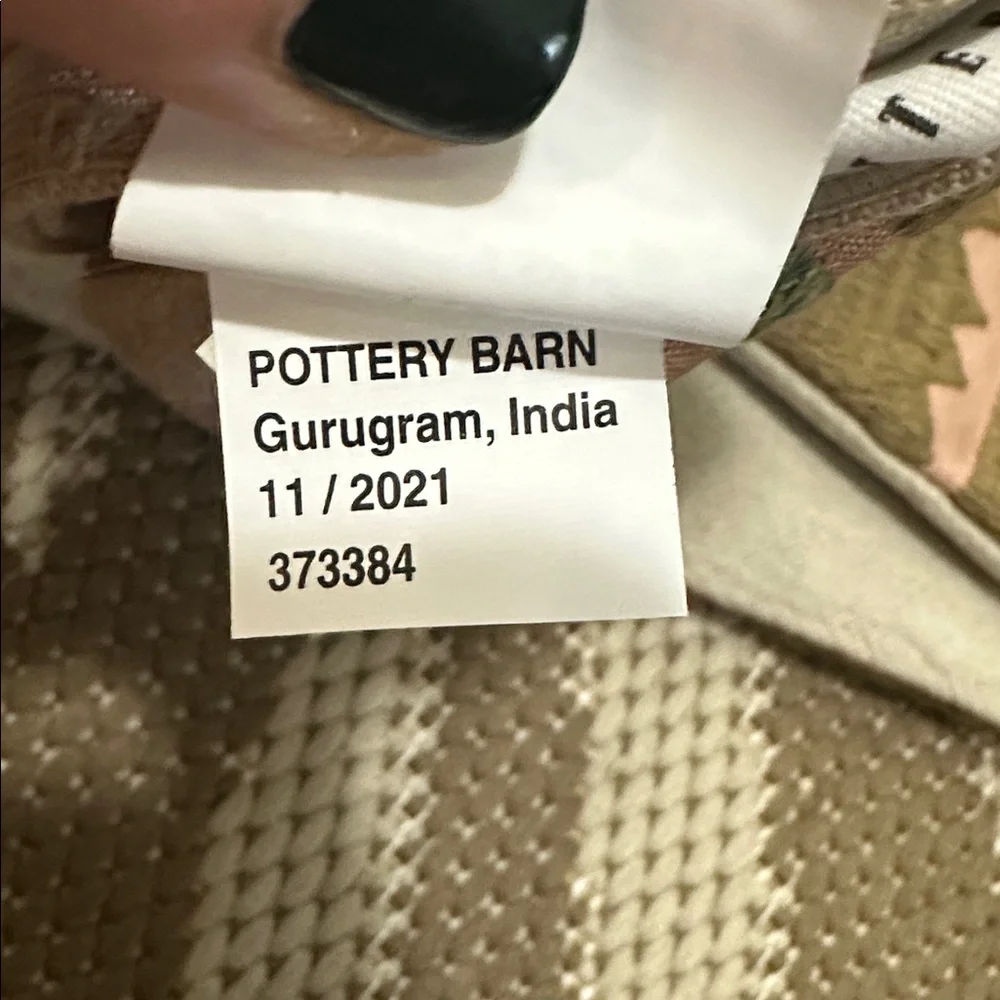 Pottery Barn Elinor Embroidered Lumbar Pillow Cover Tan 16